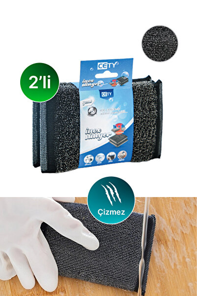 Bozsan ( 2 Adet ) Sihirli Inox Paslanmaz Telli Bulaşık Süngeri CETY