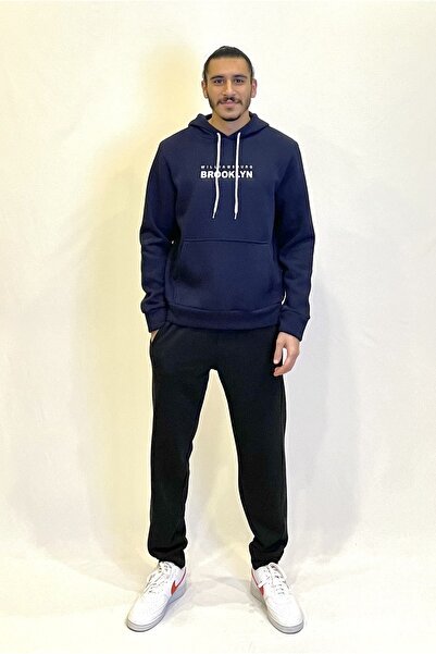 Superlife Men's Hooded Comfortable Fit Fleece Lined 3-Thread Williams. Brooklyn Printed Sweatshirt Spr24Sw04