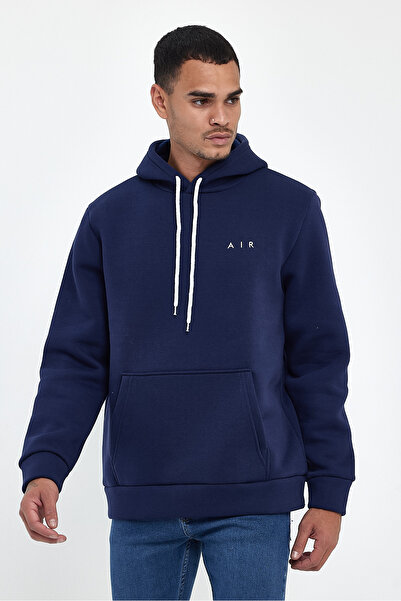 Superlife Men's Hooded Comfortable Fit Fleece Lined 3-Thread Thick Ar Embroidered Sweatshirt Spr24Sw07