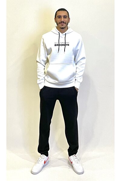 Superlife Men's Hooded Comfortable Fit Fleece Lined 3-Thread Williams. Brooklyn Printed Sweatshirt Spr24Sw04