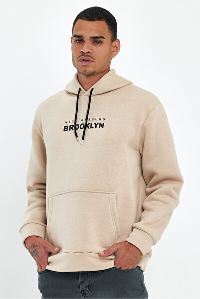 Superlife Men's Hooded Comfortable Fit Fleece Lined 3-Thread Williams. Brooklyn Printed Sweatshirt Spr24Sw04