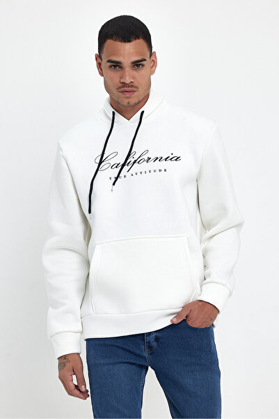 Superlife Men's Hooded Comfortable Fit Fleece Lined 3-Thread El Letter Printed California Printed Sweatshirt Spr24Sw03