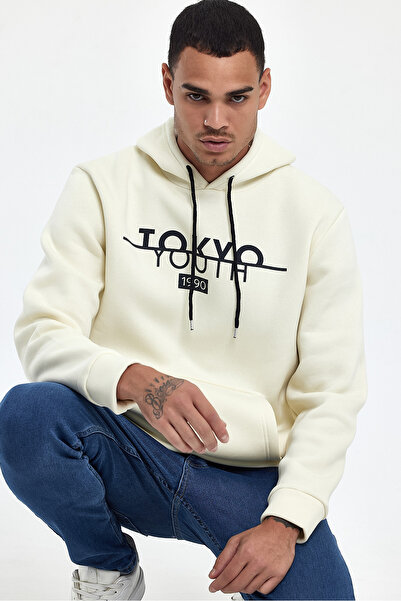 Superlife Hooded Comfortable Fit Fleece Inside 3-Thread Tokyo Printed Sweatshirt Spr24Sw12