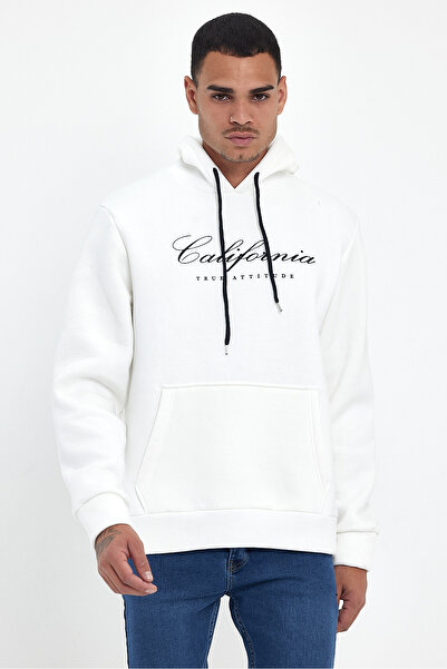 Superlife Men's Hooded Comfortable Fit Fleece Lined 3-Thread El Letter Printed California Printed Sweatshirt Spr24Sw03