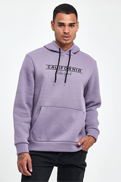 Superlife Süperlife Men's Hooded Comfortable Fit Fleece Inside 3 Thread California Printed Sweatshirt Spr24Sw11