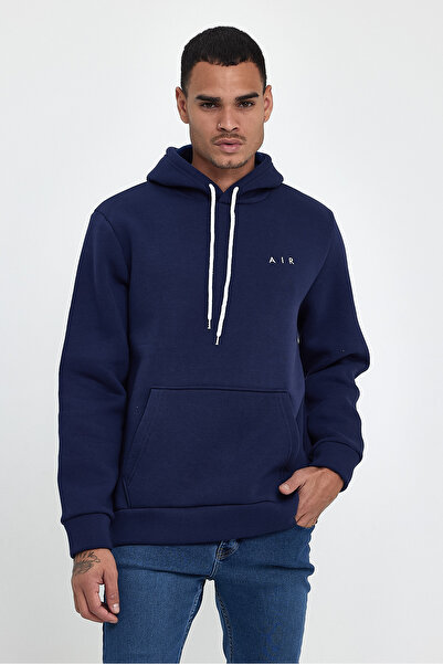 Superlife Men's Hooded Comfortable Fit Fleece Lined 3-Thread Thick Ar Embroidered Sweatshirt Spr24Sw07
