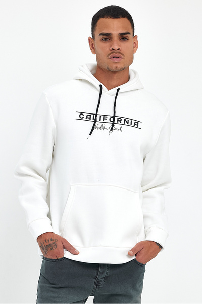 Superlife Süperlife Men's Hooded Comfortable Fit Fleece Inside 3 Thread California Printed Sweatshirt Spr24Sw11