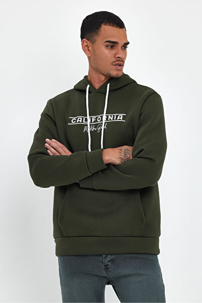 Superlife Süperlife Men's Hooded Comfortable Fit Fleece Inside 3 Thread California Printed Sweatshirt Spr24Sw11