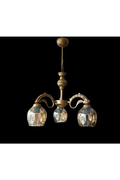 DEDE ÜÇLÜ RİGA ESKİTME AVİZE AŞAĞI BAKAN BAL RENGİ CAMLI