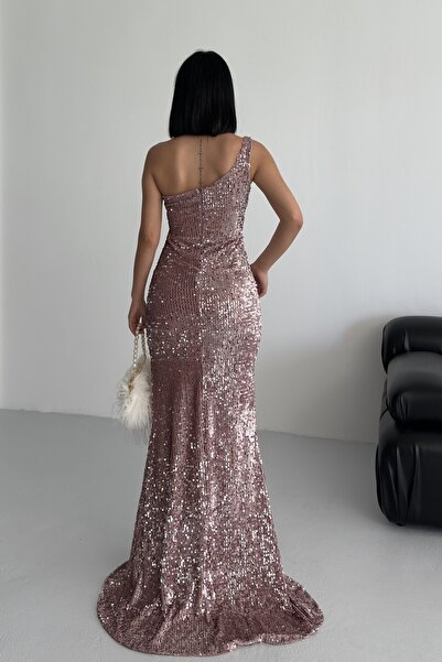 ALFUDO Moda Collection Trend Velvet Sequin Dress Pink