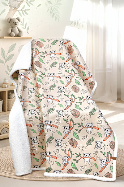 HAMUR Fluffy Baby Blanket 80X100 cm Koala Swaddle Stroller Double-Sided Sheep Hair Blanket 100X80