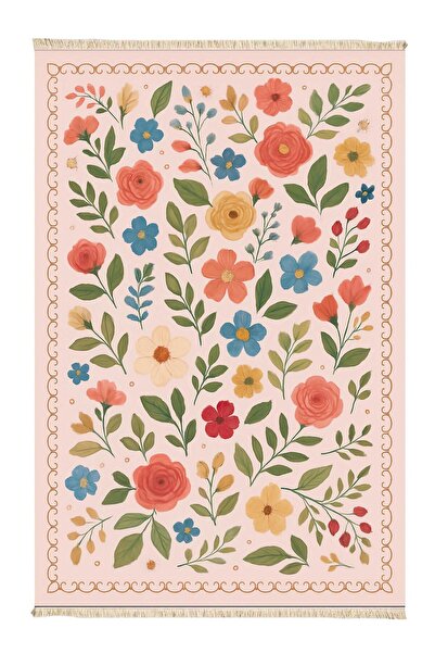 Markaev Pudra Çiçek Vintage Dokuma Taban Halı 417 YNG