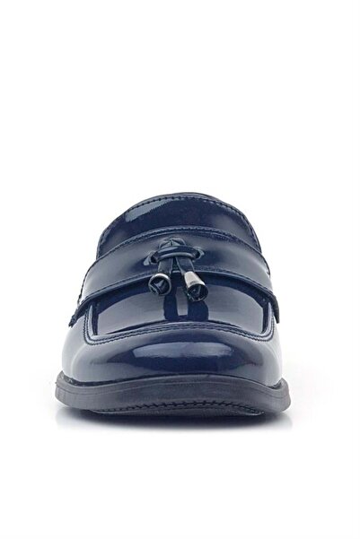 Rakerplus Pantofi clasici pentru copii pentru bărbați - Loafer din piele lacuită bleumarin