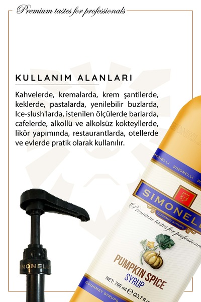 Simonelli Kahve Şurubu Pumpkin Spice Aromalı 70 CL Pompa Hediyeli
