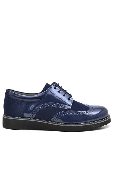 Rakerplus Hidra Navy Blue Patent Leather Laced Boys' Classic Shoes