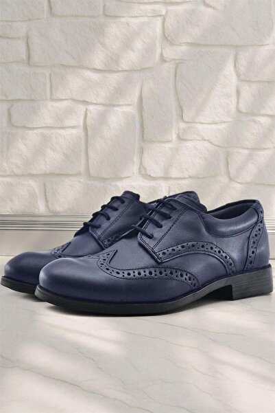 Rakerplus Titan Navy Blue Matte Lace-Up Men's Young School Shoes