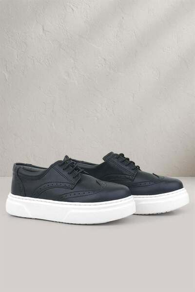 Rakerplus Siyah Beyaz Taban Oxford Çocuk Klasik Ayakkabı