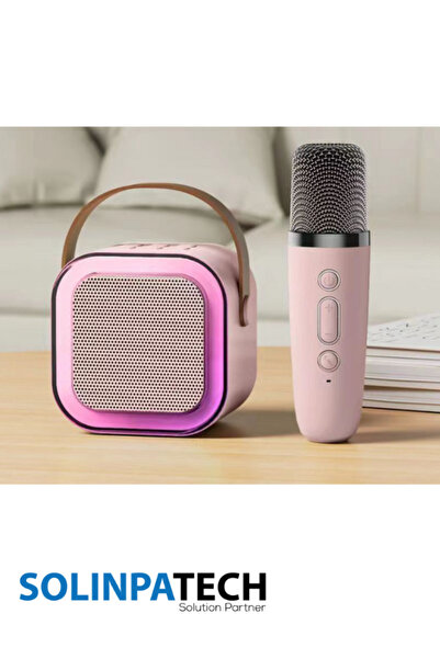 SolinpaTech Çift Karaoke Mikrofonlu Kablosuz Bluetooth RGB Işıklı 5 Ses Efektli Stereo Ses Usb/Sd Hoparlör