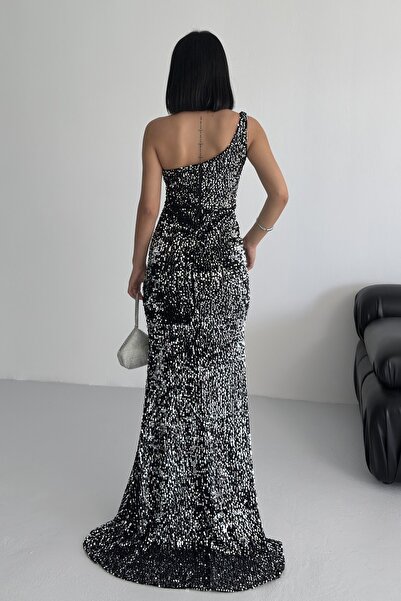 ALFUDO Moda Collection Trend Velvet Sequin Dress Gray