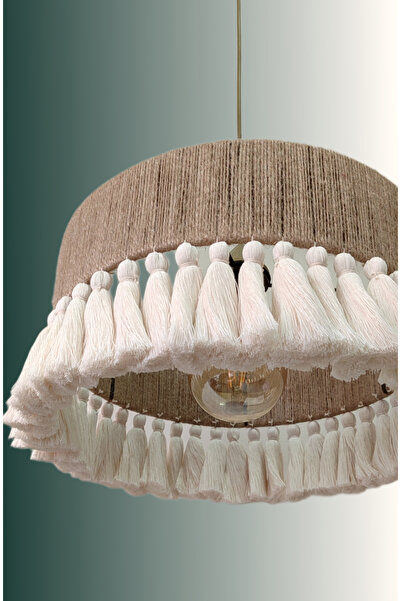 YUTEDEKOR Lagertha Hasır Avize, Salon Avize Yatak Odası Avize Çocuk Odası Avize Balkon Avize Bohem Avize