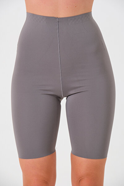 MİSTİRİK Porfy Model Dikişsiz Esnek Şort Spor Korse Gri Renk 091