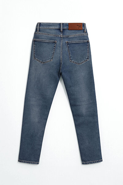 Bluewhite Kadın Yüksek Bel Slim Fit Likralı Mavi Jean Pantolon