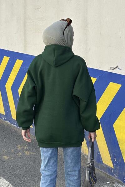 lamelif Φούτερ με τρεις ράβδους καγκουρό σε πράσινο σμαραγδί