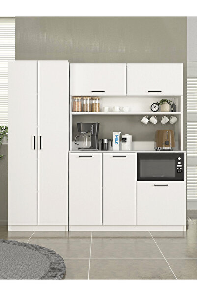 dorpek Tuco 3 Kapakli Mutfak Dolabı & Tuco 2 Kapaklı 5 Rafli Çok Amaçlı Dolap Kahve Köşesi Beyaz