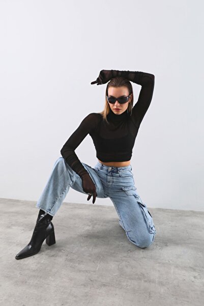 BANNY JEANS Джинси з кишенями для вантажу, блакитні