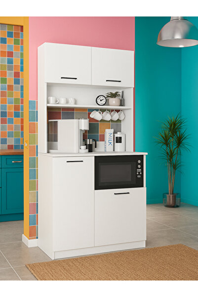 dorpek Tuco 2 Çok Amaçlı Mutfak Dolabı & Mikrodalga Fırın Dolabı & Banyo Dolabı 180x90 Cm Beyaz