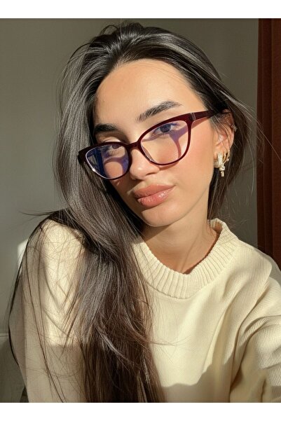 funeyes Nancy Kahverengi Cat eye 56 ekartman Blue block Mavi Işık Korumalı Ca...