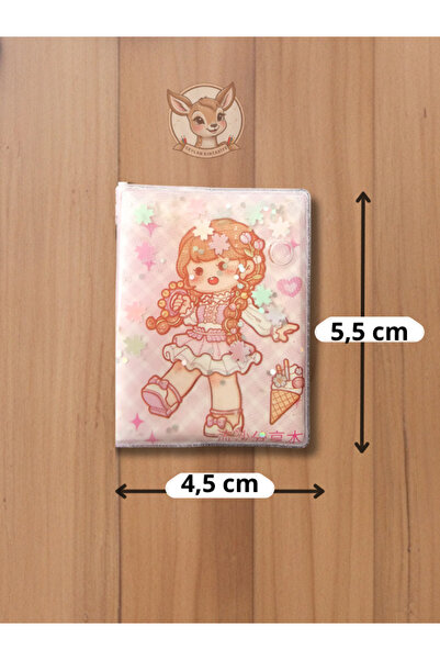 Çınar Water Glitter Kawaii Girl Themed 4.5 cm X 5.5 cm Mini Notebook (Single)
