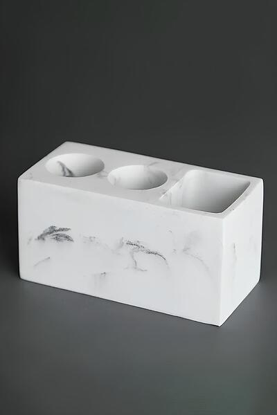 betonmall Modern Beton Diş Fırçalık | Elektrikli Fırça ve Macun Standı Banyo Organizeri