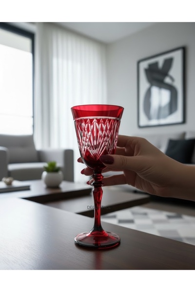 DECOSTYLE Bella % 100 El Yapımı Dekorlu Cam Kadeh Bardak (PAŞABAHÇE)