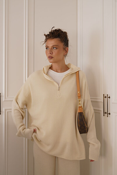 SeninOlsun Ekru Fitilli Triko Takım