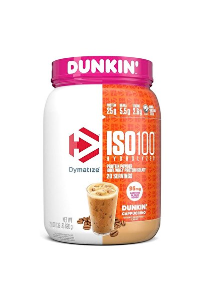 Dymatize ISO 100 Hydrolyzed whey protein isolate, Dunkin Cappuccino, 1.36 LB