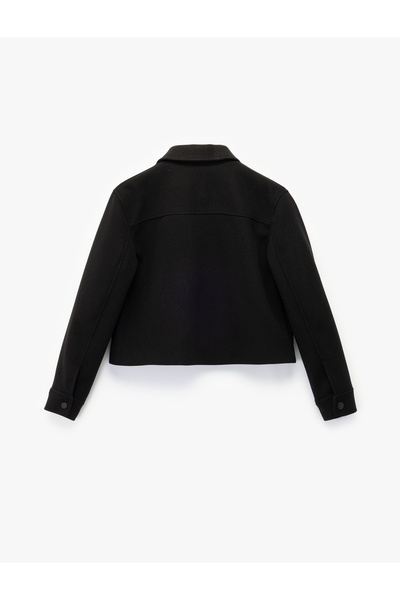 Koton Uzun Kollu Cepli Düğmeli Kısa Kaşe Mont