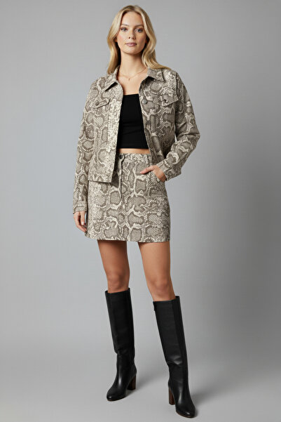 Moda Küpü Women's Ecru Snake Print Shirt