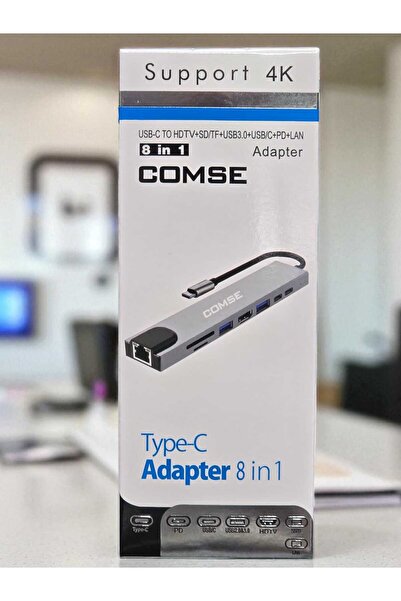 comse Macbook Pro Air Usb Type-c 8 Li Hub Dönüştürücü Çevirici Çoklayıcı Usb Hdmı Micro Sd 8 Girişli
