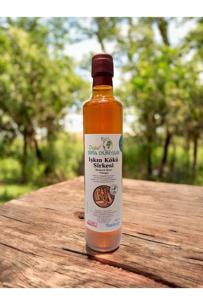 DogalSifaDünyası Işkın Kökü Sirkesi 500 ml %100 Doğal Fermantasyon Cam Şişe