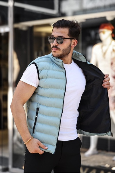 SERAZAT Men's Aqua Green Puffer Vest with Inner Lining Waterproof