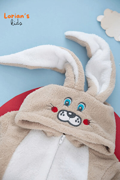 LORIAN'S Salopetă pentru bebeluși cu fermoar din pluș moale, maro deschis, We...