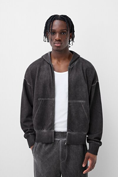 Bershka Kapüşonlu fermuarlı sweatshirt