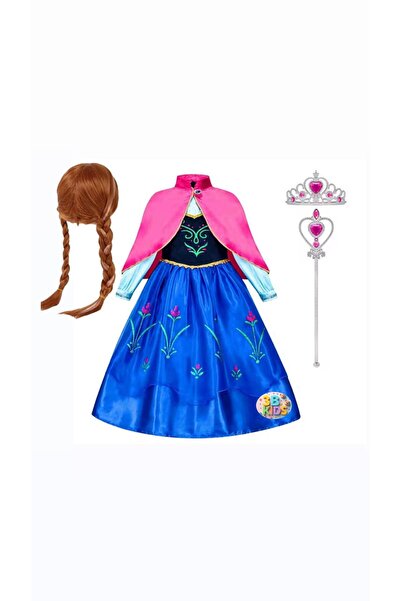 3b kids Elsa Anna Peruklu Kostüm Elbise (VİDEOLU) Elsa Anna Peruklu Kostüm Elbise