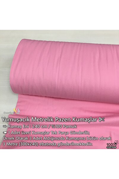 evimrenk Pembe Pazen %100 Pamuk Kumaş - Bebek - Nevresim - Battaniye - Hobi -...