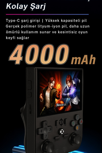 Retro Arcade R36 Pro El Oyun Konsolu 64GB TF Kart, 18000+ Yüklü Oyun, 3.5'' IPS Ekran Emülatör Konsolu