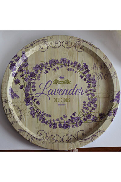 PUFO Round metal plate type tray Pufo Purple lavender for serving dessert, cakes, appetizers, 33 cm