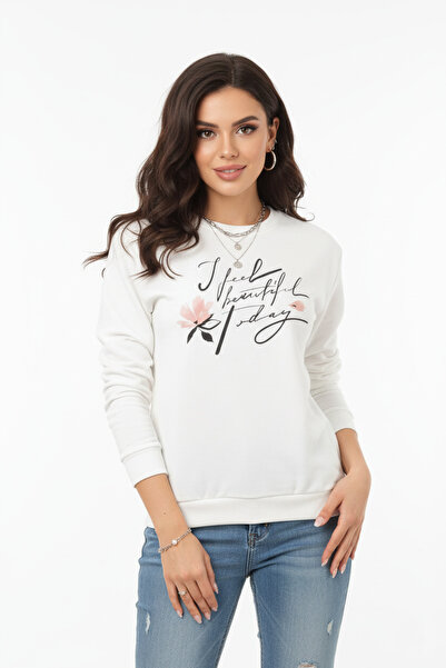 ESPİNA Women's Printed Sweatshirt – Casual Comfortable Fit Sweatshirt