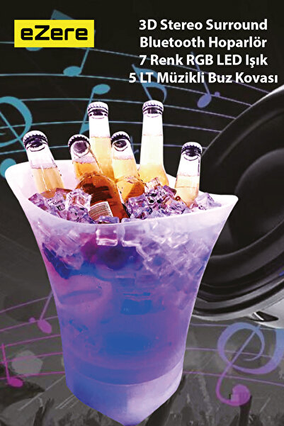EZERE Hoparlör Buz kovası, 5l Bluetooth Hoparlör Ile Renkli Buz kovası Led