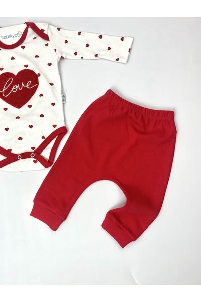 bebekyol Kalpli Nakışlı Bebek Takımı